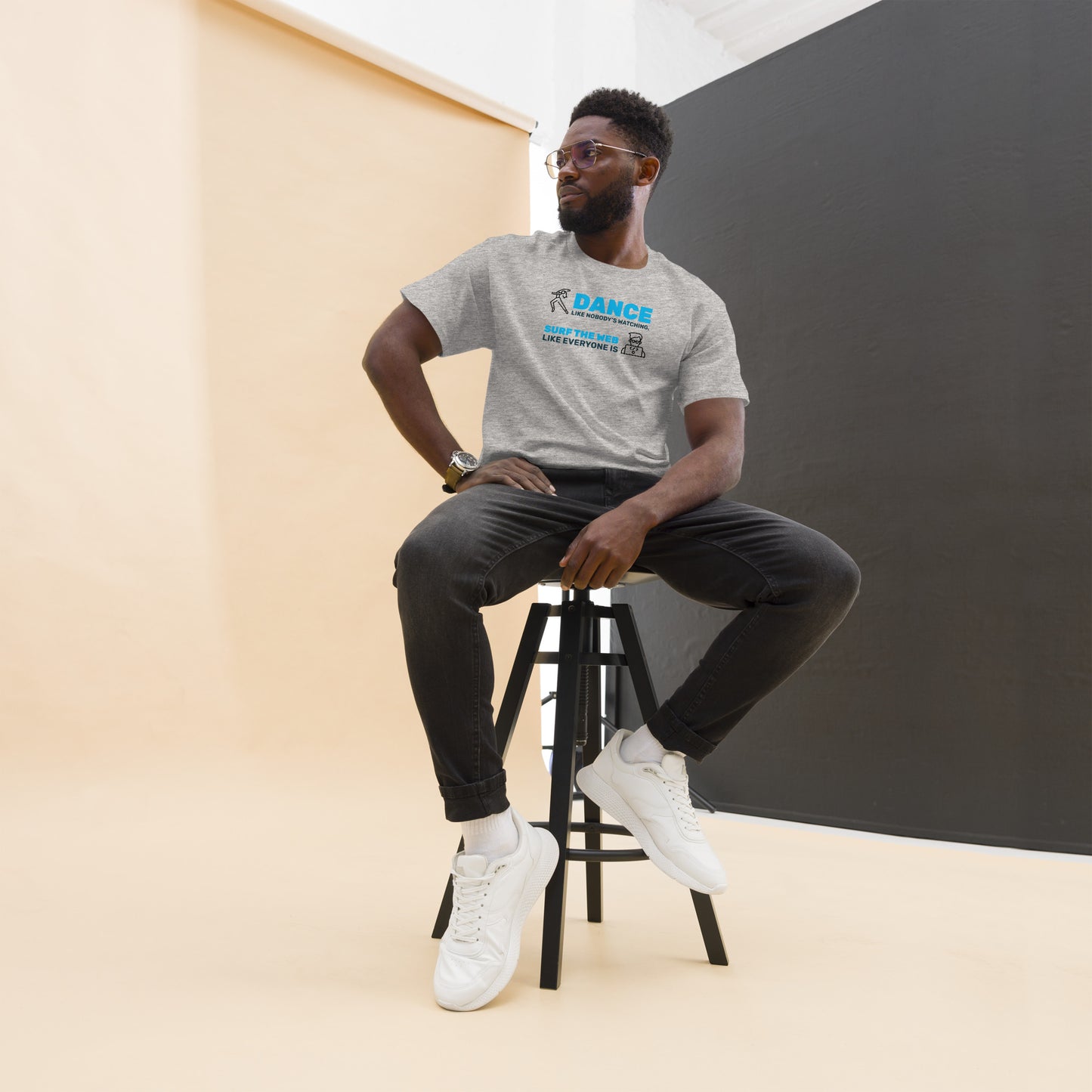 Dance Like Noboday's Watching, Surf Web Like Everyone Is Men's tee w/graphic