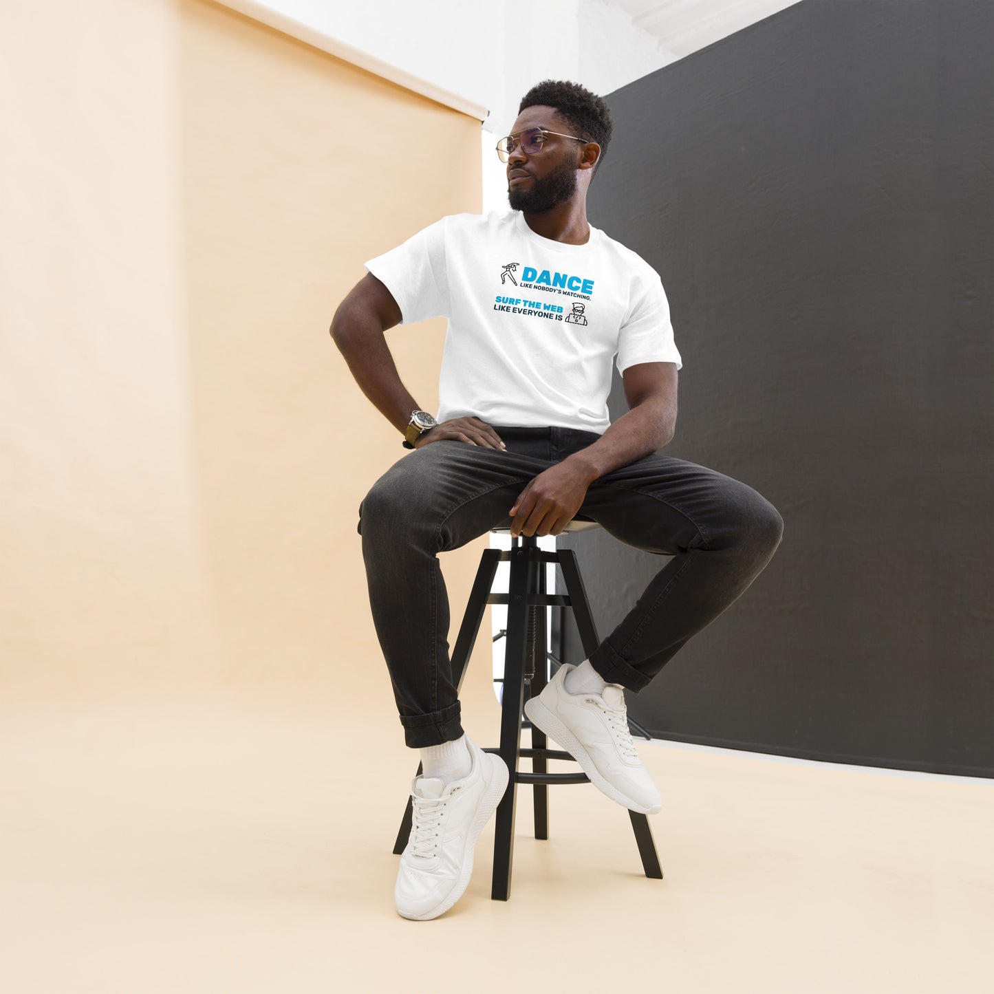 Dance Like Noboday's Watching, Surf Web Like Everyone Is Men's tee w/graphic