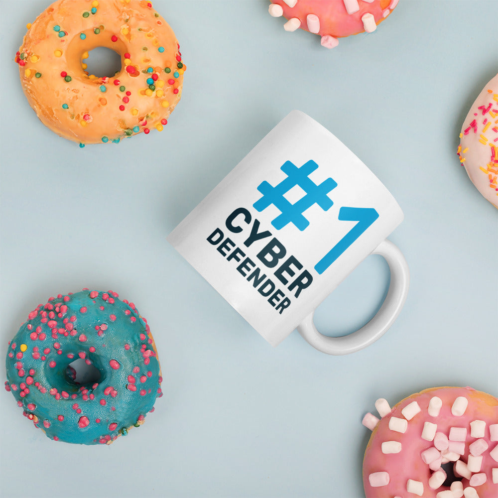 #1 CyberDefender White Glossy Mug