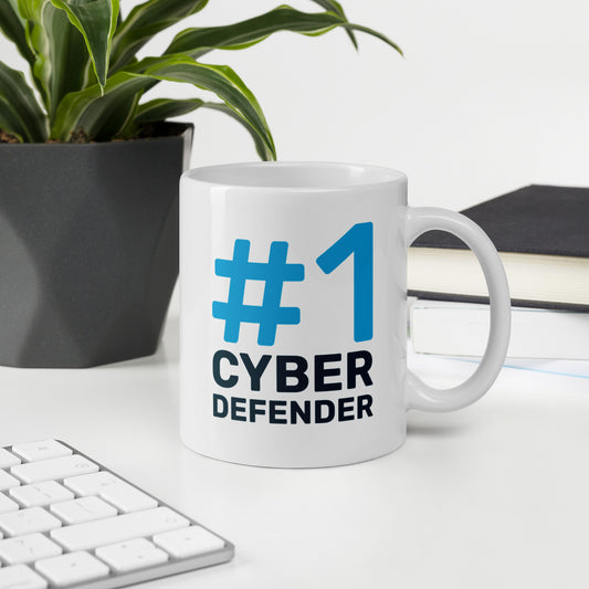 #1 CyberDefender White Glossy Mug